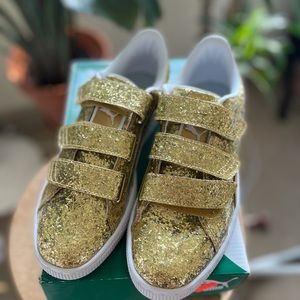Gold glittery Puma sneakers